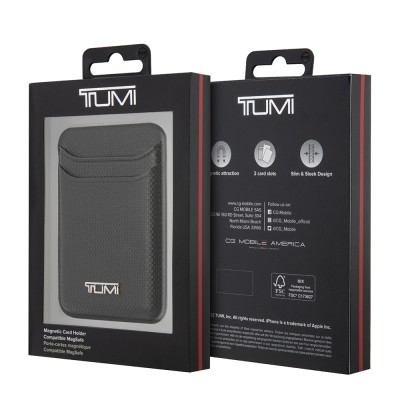 Tumi Original Licensed 2 Chamber Metal Logo Leather Magnetic Card Holder - 11