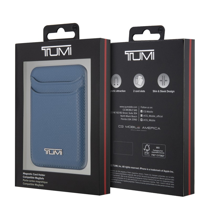 Tumi Original Licensed 2 Chamber Metal Logo Leather Magnetic Card Holder - 12