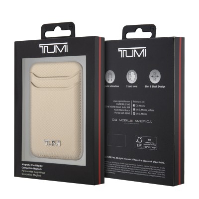 Tumi Original Licensed 2 Chamber Metal Logo Leather Magnetic Card Holder - 13