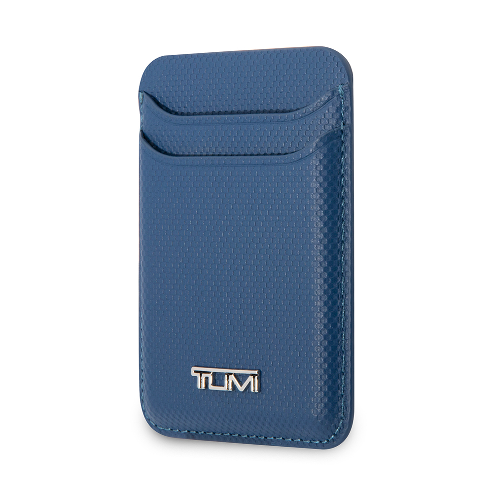 Tumi Orjinal Lisanslı 2 Hazneli Metal Logolu Deri Magnetik Kartlık - Mavi