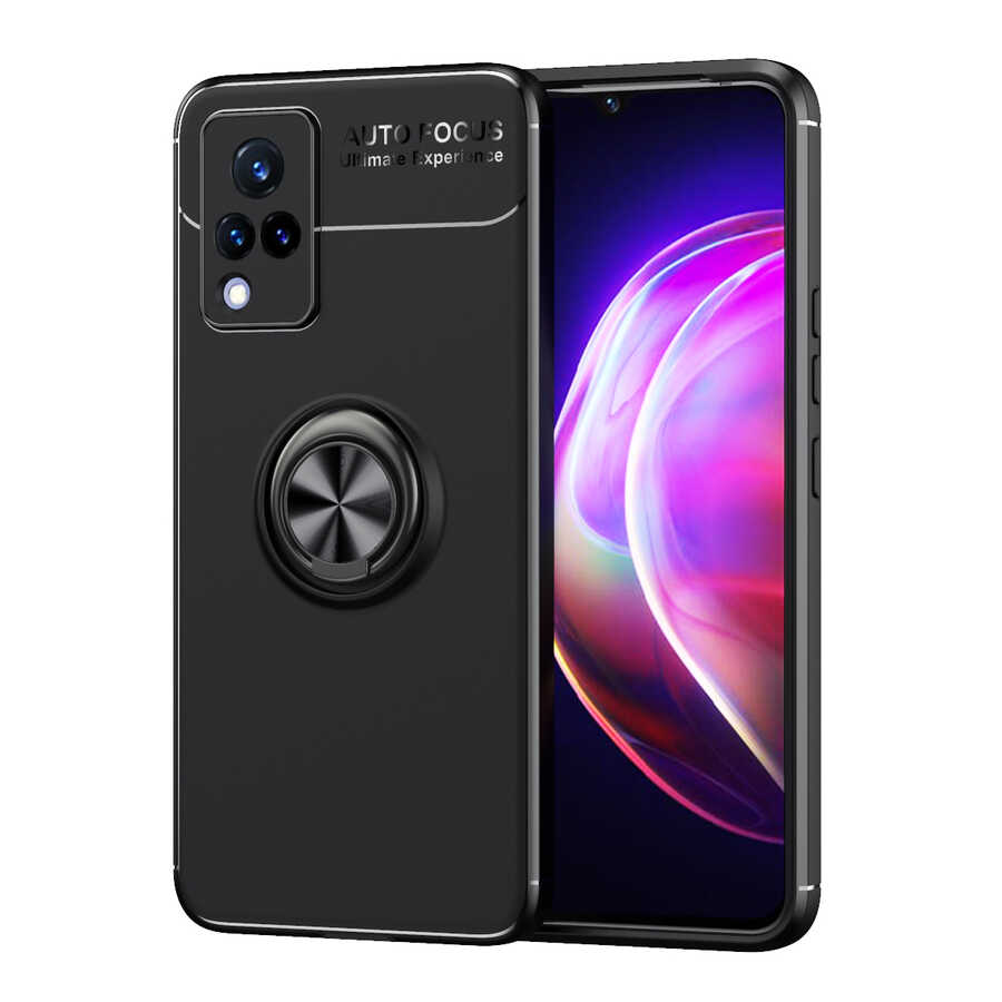 Vivo V21 Kılıf Zore Ravel Silikon Kapak - Siyah