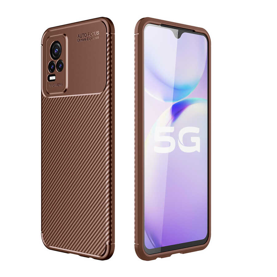 Vivo V21E Kılıf Zore Negro Silikon Kapak - Kahverengi