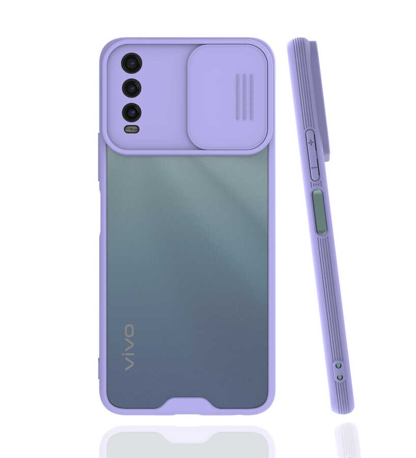 Vivo Y20S Kılıf Zore Lensi Kapak - Lila