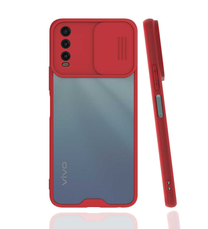 Vivo Y20S Kılıf Zore Lensi Kapak - Kırmızı