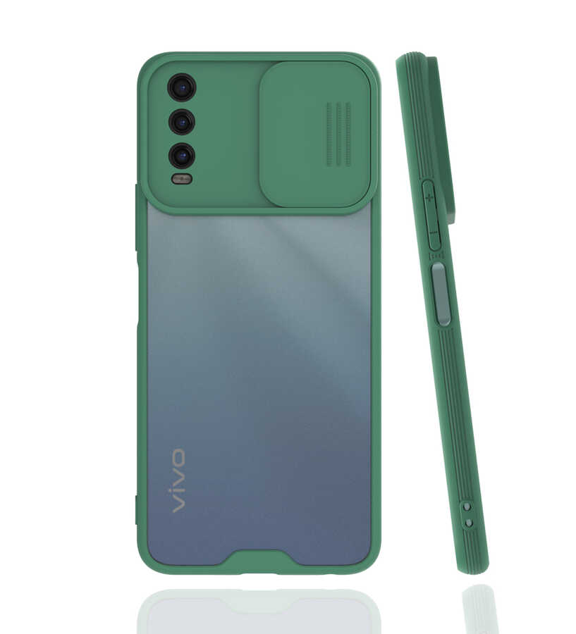 Vivo Y20S Kılıf Zore Lensi Kapak - Koyu Yeşil