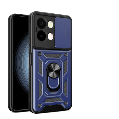 Vivo Y28 Kılıf Magnetik Standlı Kamera Korumalı Zore Sürgülü Vega Kapak - Zore