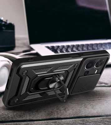Vivo Y35 Kılıf Magnetik Standlı Kamera Korumalı Zore Sürgülü Vega Kapak - 5