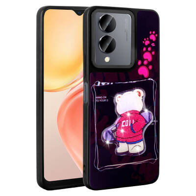 Vivo Y36 5G Case Shining Embossed Zore Amas Silicone Cover with Iconic Figure - Zore