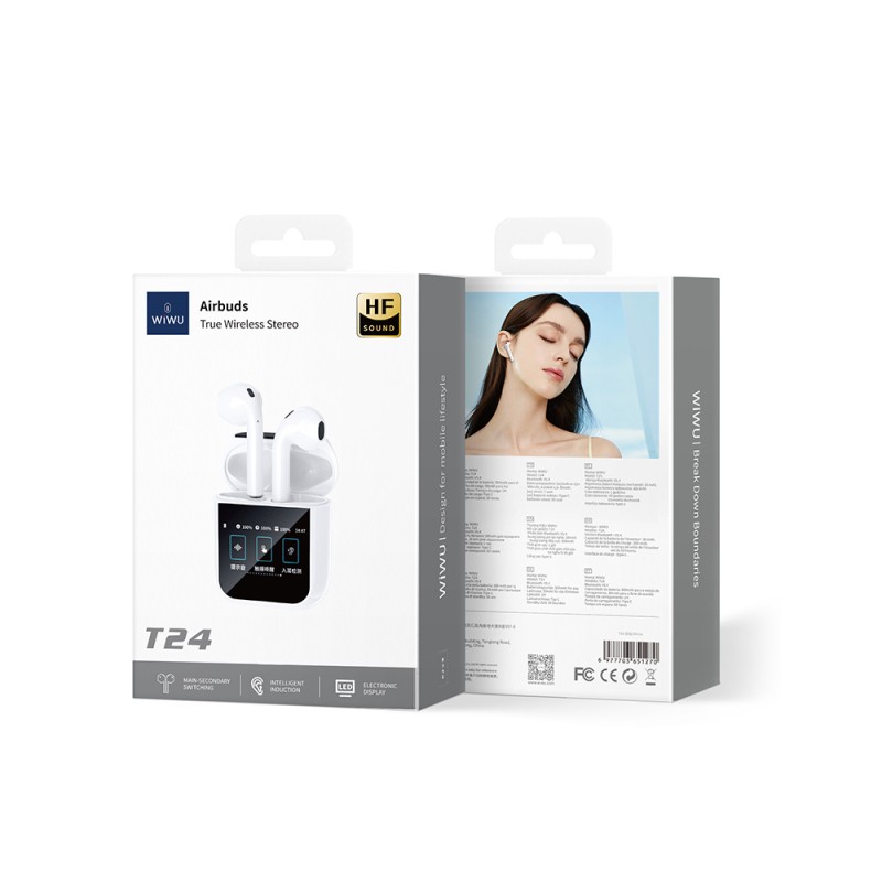 Wiwu Airbuds T24 Touch LCD Screen TWS Bluetooth Earphones v5.4 - 7