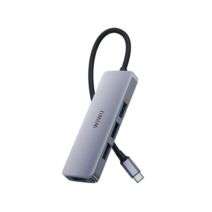 Wiwu Alpha A440 Pro 4 in 1 Type-C Hub 4'lü Usb Çoğaltıcı - Gri
