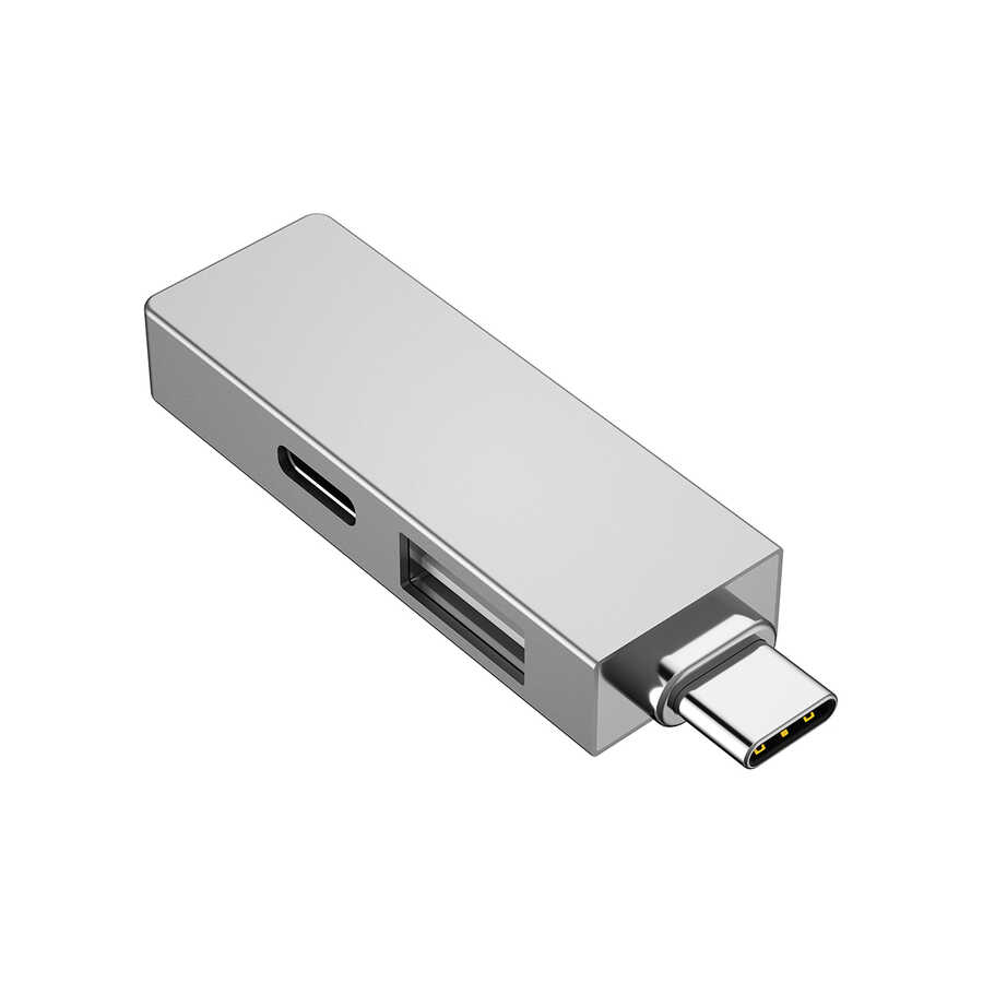 Wiwu Alpha T02 Pro 3 in 1 Type-C Hub PD Portlu Usb Çoğaltıcı - Gri