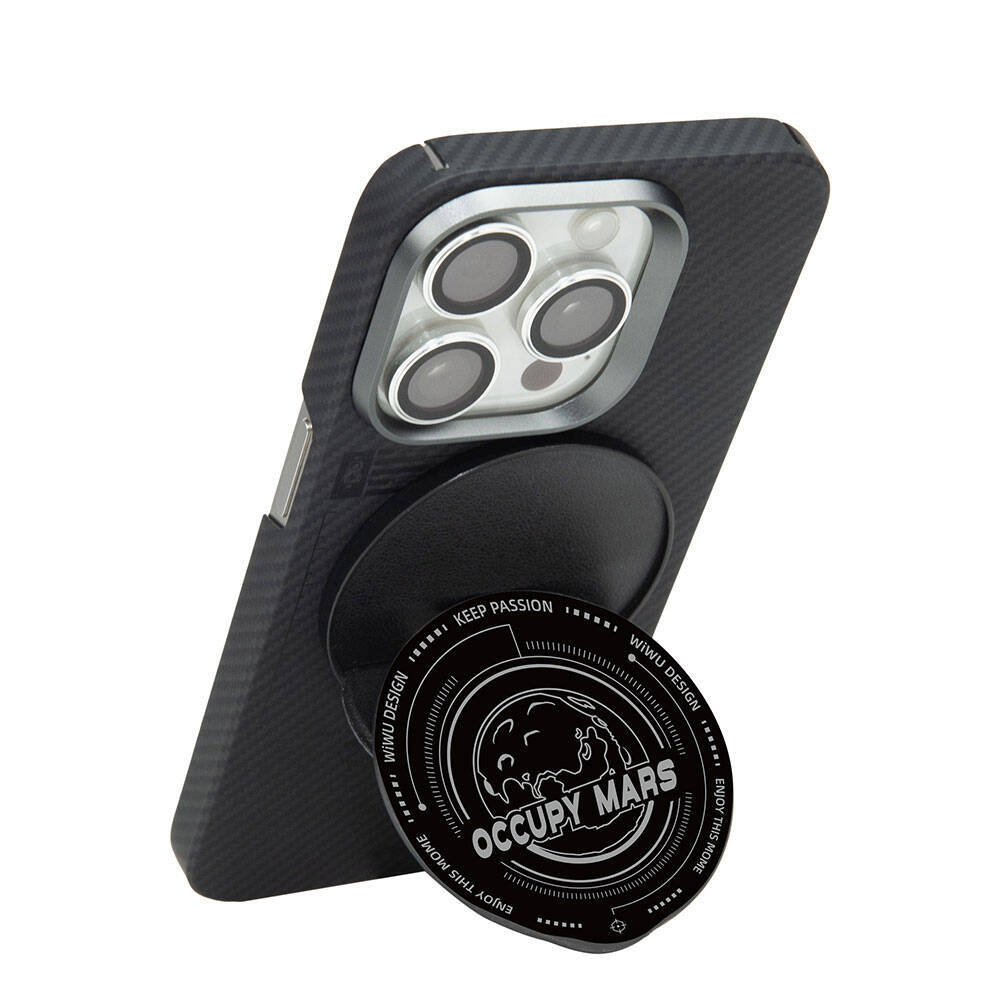 Wiwu B1 Magnetik Özellikli Occupy Mars Tasarımlı Parmak Ring Stand - Siyah