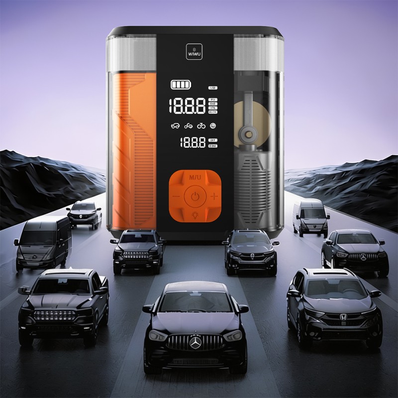 Wiwu CG201 4-in-1 Digital LED Display Car Battery Emergency Jump Starter Powerbank 40W 8800mAh - 4