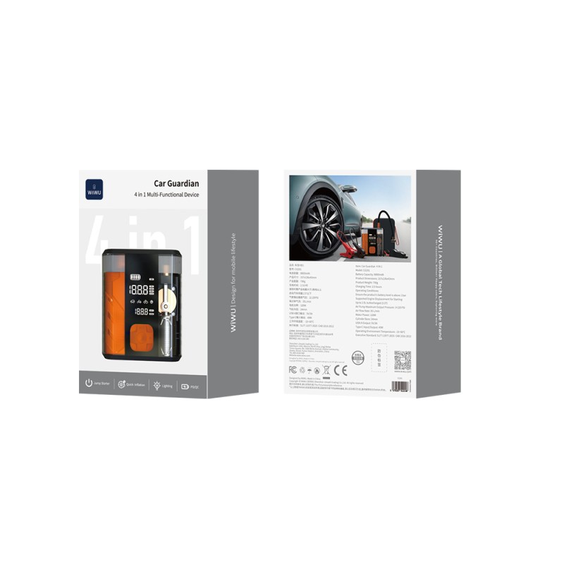 Wiwu CG201 4in1 Dijital LED Göstergeli Araç Akü Acil Durum Takviye Güç Kaynağı Powerbank 40W 8800mAh - 6