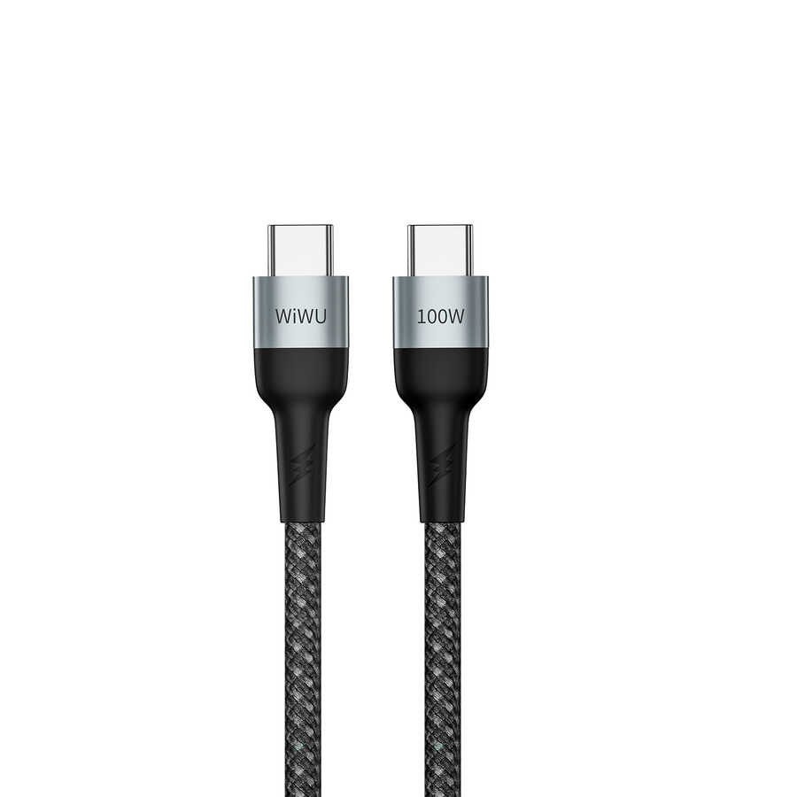 Wiwu Cyclone F15 Type-C to Type-C PD Data Kablo 480Mbps 100W 1.5 metre - Gri