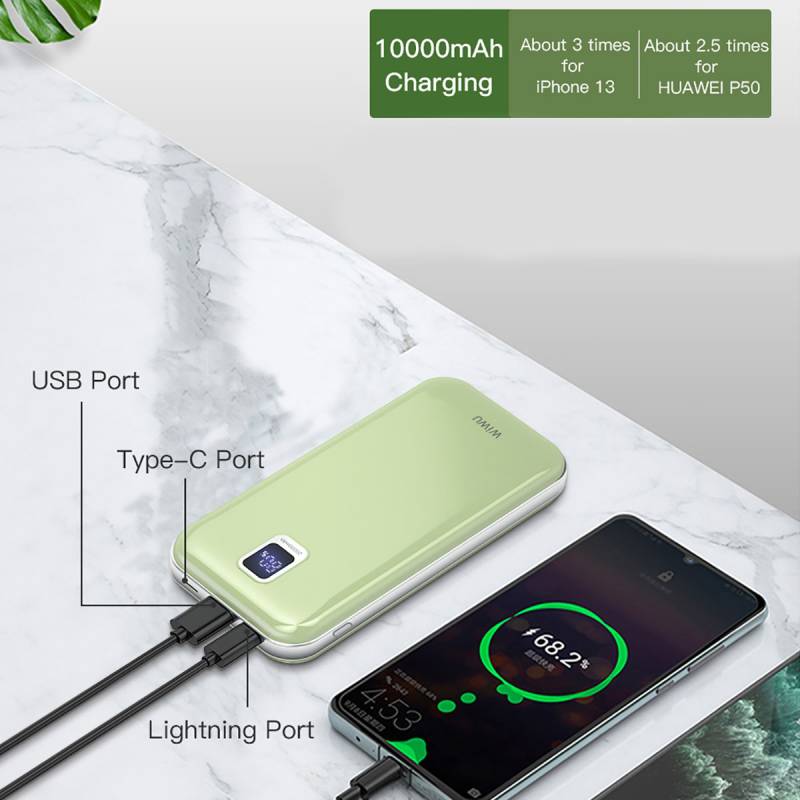 Wiwu JC-16 LED Ekranlı Li-Polimer Aşırı Akım Korumalı Taşınabilir Powerbank PD 20W 10000mAh - 6
