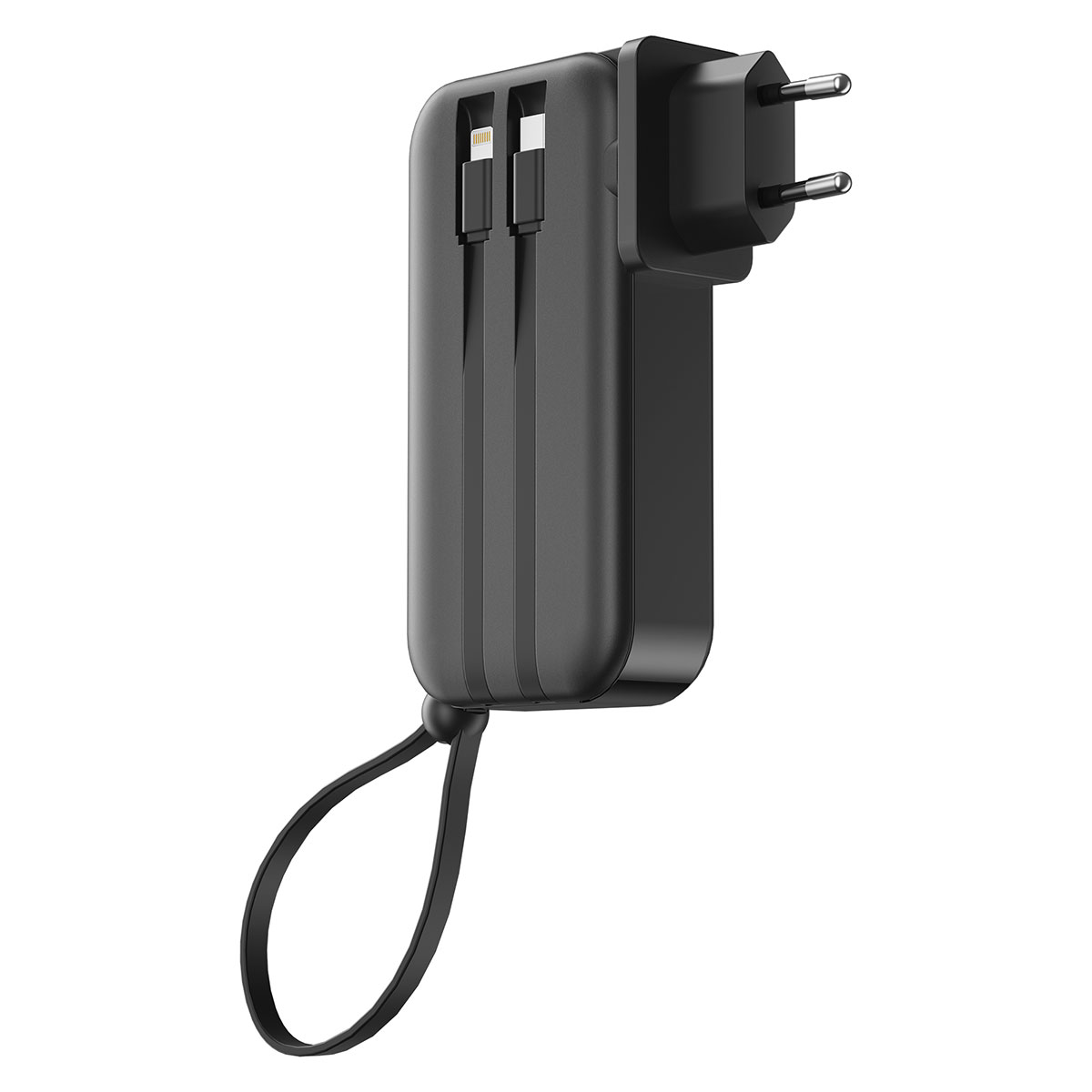 Wiwu JC-23 Micro Type-C ve Lightning Kablolu Şarj Göstergeli PD Powerbank 22.5W 10000mAh - Siyah