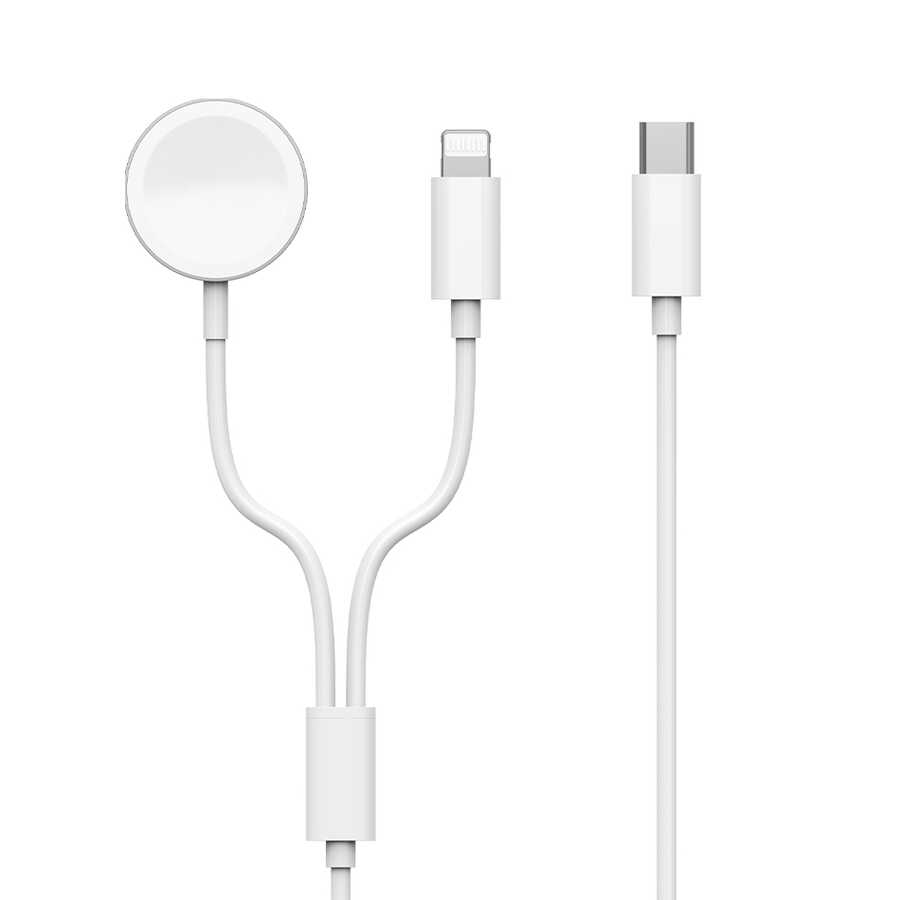 Wiwu M10 2 in 1 Wireless ve Lightning PD Şarj Kablosu - Beyaz