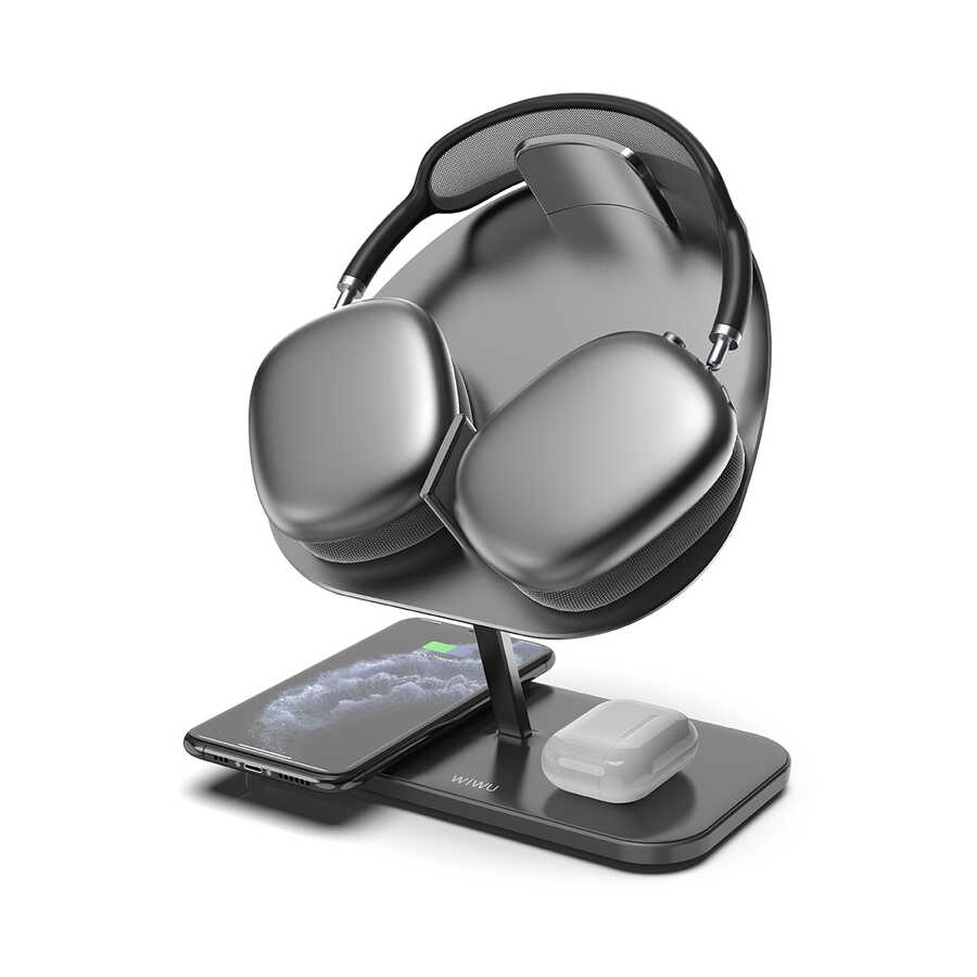 Wiwu M15 Mıknatıslı Kablosuz Şarj Standı 15+15W Max. - Gri
