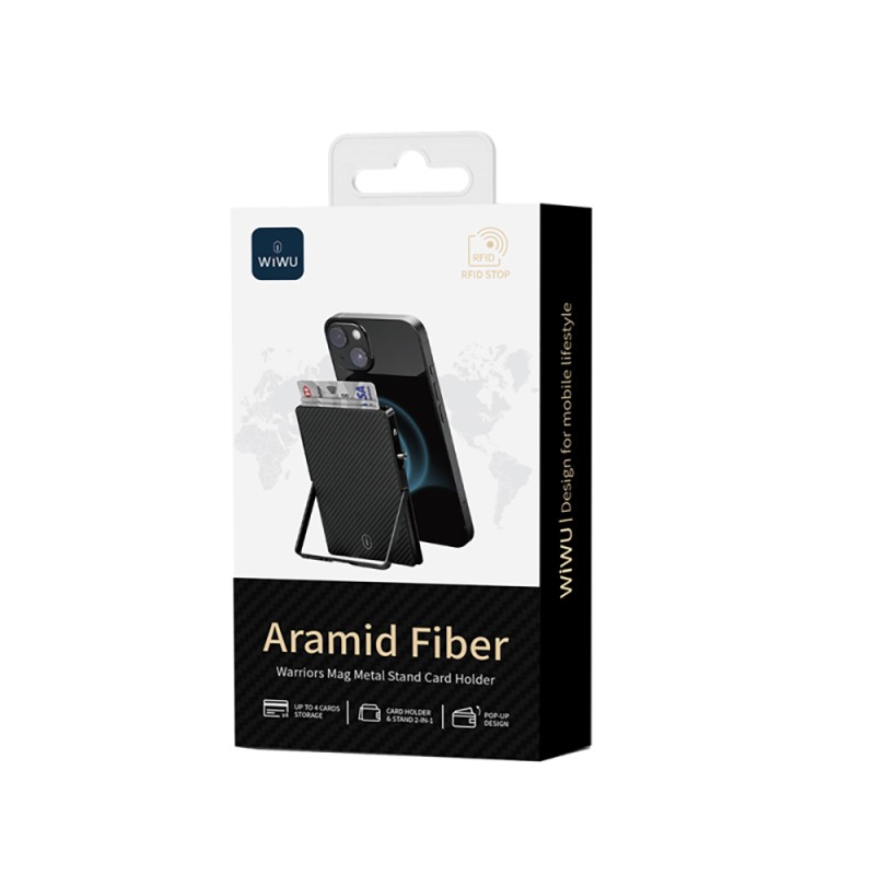 Wiwu MW-007 Warriors Pop-Up Buton Tasarımlı Magnetik Aramid Fiber Metal Standlı Kartlık - 11