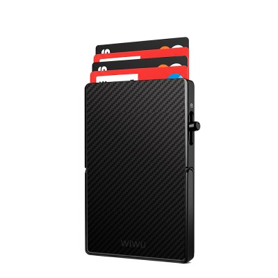 Wiwu MW-007 Warriors Pop-Up Buton Tasarımlı Magnetik Aramid Fiber Metal Standlı Kartlık Siyah
