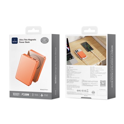 Wiwu P15-1 LED Işık Göstergeli Ultra İnce PD 20W Kablosuz Powerbank 10000mAh 15W - 9
