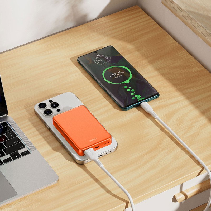 Wiwu P15-1 Ultra Slim PD 20W Wireless Powerbank with LED Indicator 10000mAh 15W - 8