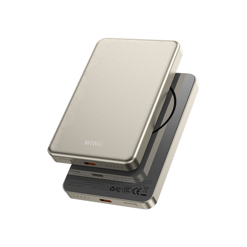 Wiwu P15 Ultra Slim PD 20W Wireless Powerbank with LED Indicator 5000mAh 15W - 5