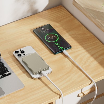 Wiwu P15 Ultra Slim PD 20W Wireless Powerbank with LED Indicator 5000mAh 15W - 8