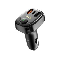 Wiwu PC600 36W Quick Charge Supported Digital Display Bluetooth FM Transmitter - Wiwu