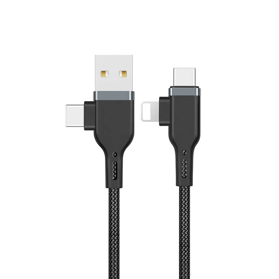 Wiwu Platinum Serisi PT06 4 in 1 Kablo 0.3M - Siyah