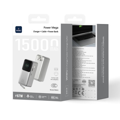 Wiwu PM-501 Power Mega Serisi Type-C Çıkışlı Taşınabilir Powerbank PD 67W 15000mAh - 5