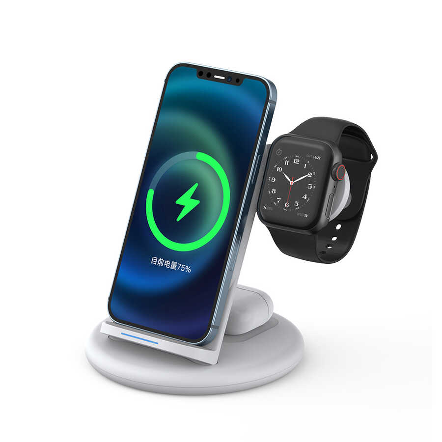 Wiwu Power Air 3 in 1 Kablosuz Şarj Standı - Beyaz