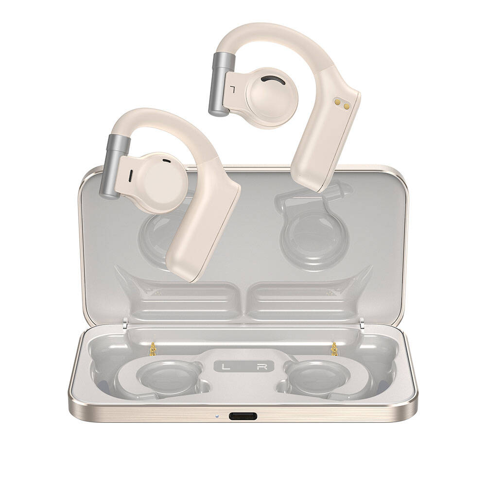 Wiwu T18 Clera Sound Serisi Serbest Ayarlanabilir Kulak İçi Bluetooth 5.2 Kulaklık - Krem