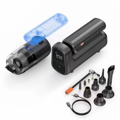 Wiwu Wi-Ai002 5in1 Auto Vehicle Tire Inflation Pump - Auto Vehicle Vacuum Cleaner - Vacuum Machine - Flashlight Digital Display Vehicle Air Compressor - 4