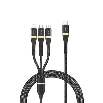 Wiwu Wi-C024 Elite Series 3in1 Type-C to Lightning – Type-C – Micro USB Ultra Fast Charging Cable 100W 1.2M - Wiwu