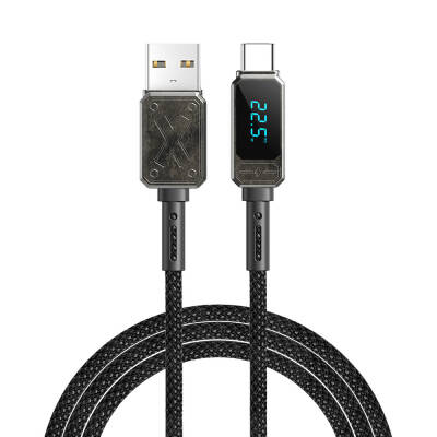 Wiwu Wi-C038 Titan Series USB-A to Type-C 6A 66W LED Digital Display Charging and Data Cable 1.2M - Wiwu