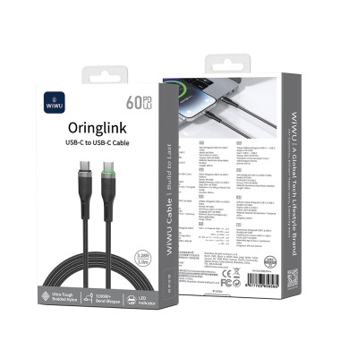 Wiwu Wi-C069 Orginlink Serisi LED Göstergeli Type-C to Type-C Hızlı Şarj Özellikli PD Data ve Şarj Kablosu 60W 1M - 4