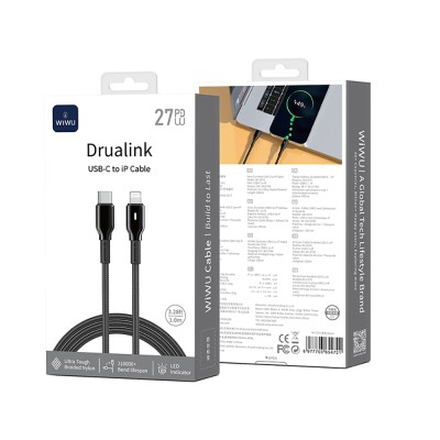 Wiwu Wi-C076 Drualink Series Type-C to Lightning PD Fast Charging Cable 27W 1M - 4