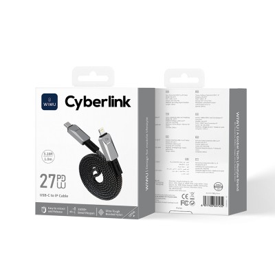 Wiwu Wi-C077 Cyberlink Series Type-C to Lightning Fast Charging Data and Charging Cable 27W 1M - 7