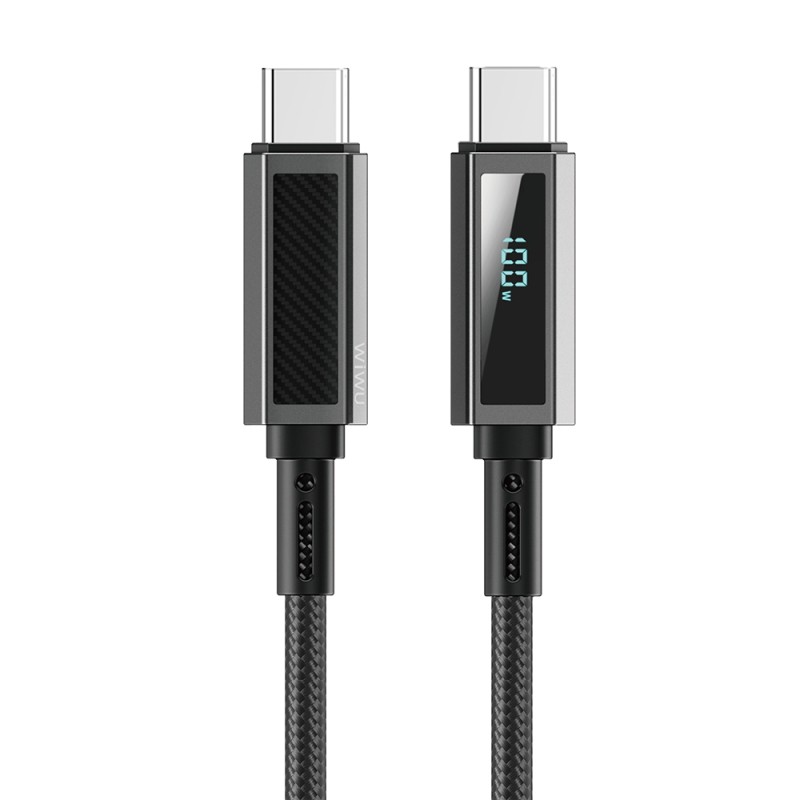 Wiwu Wi-C079 Warriors Series Aramid Fiber Digital LED Display Type-C to Type-C PD Data and Charging Cable 100W 1.2M - 3
