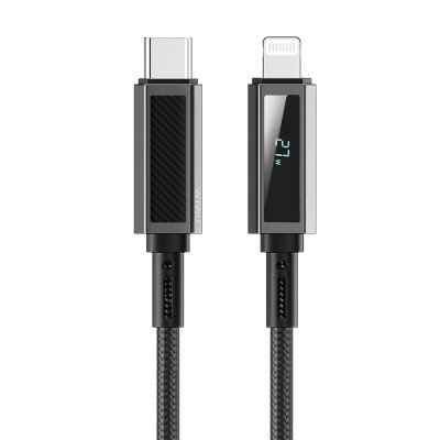 Wiwu Wi-C080 Warriors Serisi Aramid Fiber Dijital LED Göstergeli Type-C to Lightning PD Data ve Şarj Kablosu 27W 1M - 3