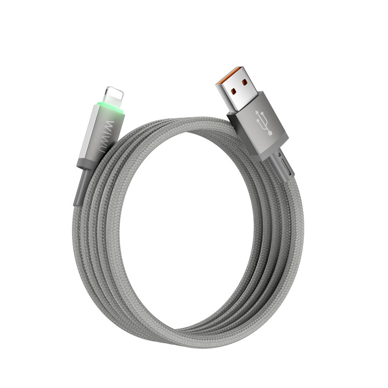 Wiwu Wi-C081 Maglink Serisi Işıklı Magnetik USB-A to Lightning Işıklı Hızlı Şarj Özellikli Data ve Şarj Kablosu 1M - 1