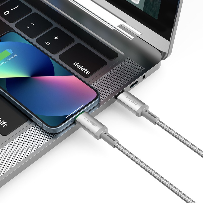 Wiwu Wi-C083 Maglink Series Illuminated Magnetic Type-C to Lightning PD Fast Charging Data and Charging Cable 27W 1M - 6