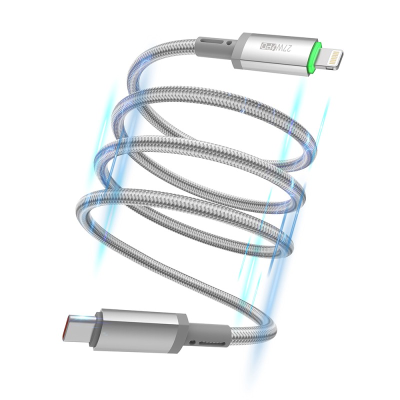 Wiwu Wi-C083 Maglink Serisi Işıklı Magnetik Type-C to Lightning PD Hızlı Şarj Özellikli Data ve Şarj Kablosu 27W 1M - 3