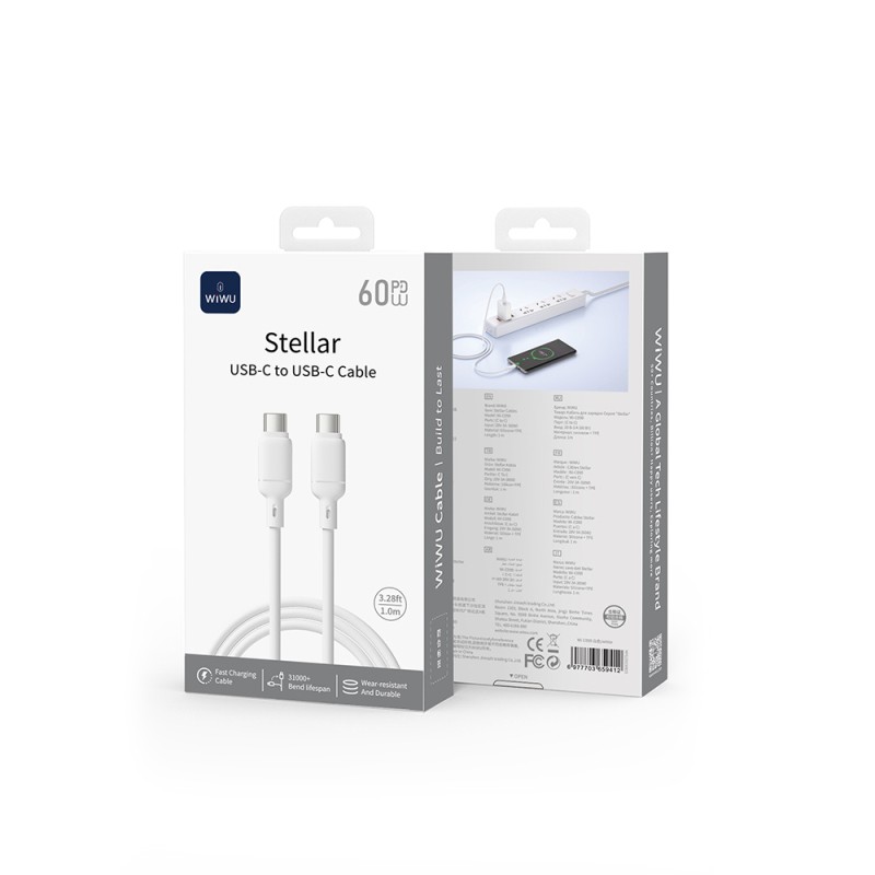 Wiwu Wi-C090 Stellar Series Type-C to Type-C Fast Charging PD Data and Charging Cable 60W 1M - 5