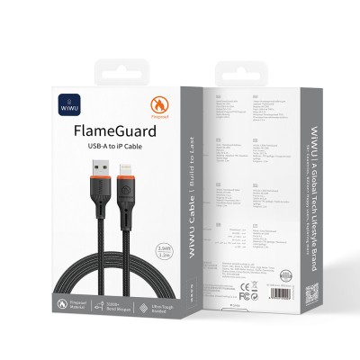 Wiwu Wi-C095 FlameGuard Serisi USB-A to Lightning Data ve Şarj Kablosu 1.2M - 6