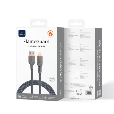 Wiwu Wi-C095 FlameGuard Serisi USB-A to Lightning Data ve Şarj Kablosu 1.2M - 7