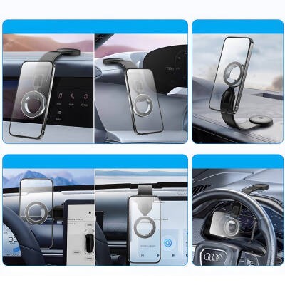 Wiwu Wi-CH053 Mago Serisi Magnetik M-safe Uyumlu Bükülebilen Eğimi ve Düz Zemin Araç Telefon Tutacağı - 2
