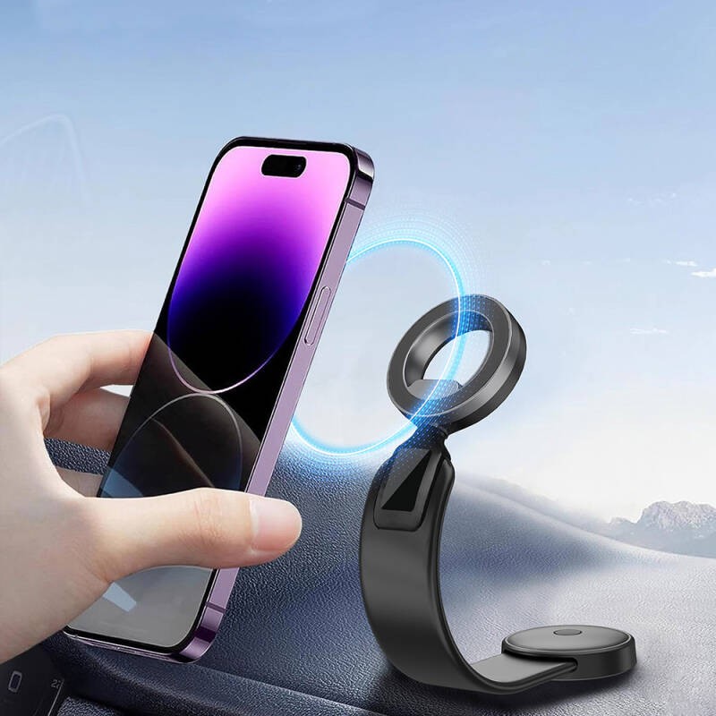 Wiwu Wi-CH053 Mago Serisi Magnetik M-safe Uyumlu Bükülebilen Eğimi ve Düz Zemin Araç Telefon Tutacağı - 3